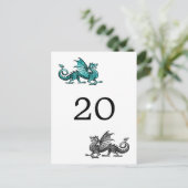Carte postale Numéro de table turquoise Silver Dra (Debout devant)