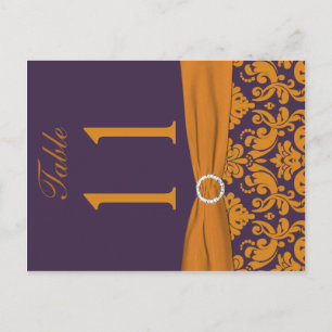 Carte postale Numéro de table violet et orange