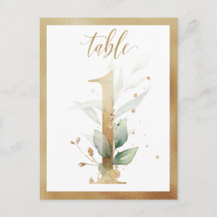 Carte Postale Numéro de tableau 1 du feuillage d'or vert, tablea