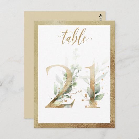 Carte Postale Numéro de tableau 21 du feuillage d'or vert, table (Devant / Derrière)