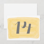 Carte postale Numéro de tableau de couleur jaune (Devant / Derrière)
