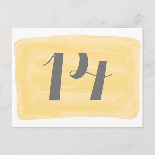 Carte postale Numéro de tableau de couleur jaune (Devant)