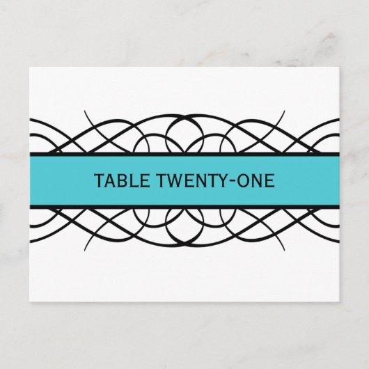 Carte postale Numéro de tableau de la table Aqua D (Devant)