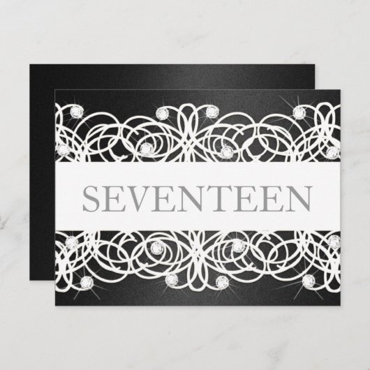 Carte Postale Numéro de tableau Shimmer noir et cristaux (Devant / Derrière)