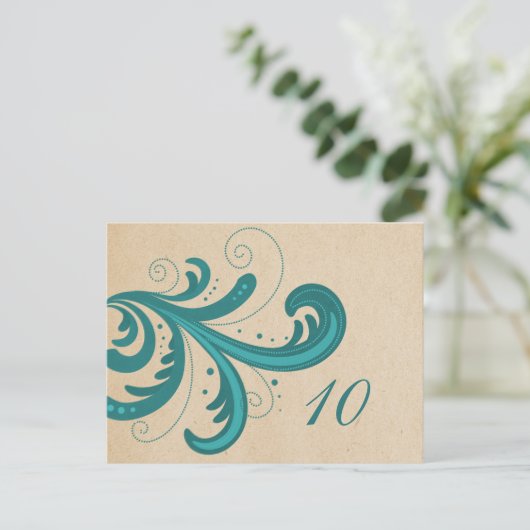 Carte postale Numéro de tableau turquoise (Debout devant)