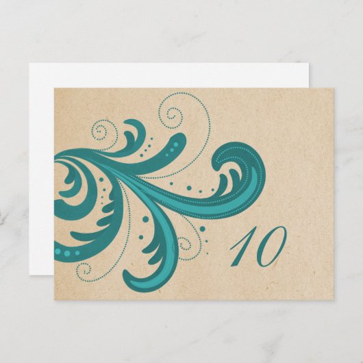 Carte postale Numéro de tableau turquoise (Devant / Derrière)