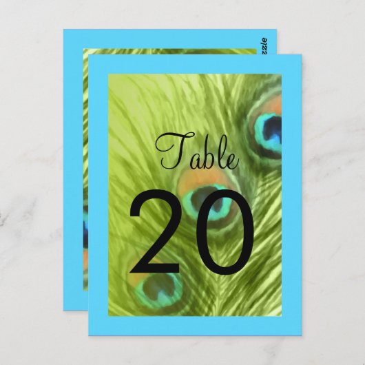 Carte Postale Numéro de tableau Turquoise bleu et citron vert (Devant / Derrière)