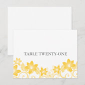 Carte postale Numéro simple de table florale jaune (Devant / Derrière)