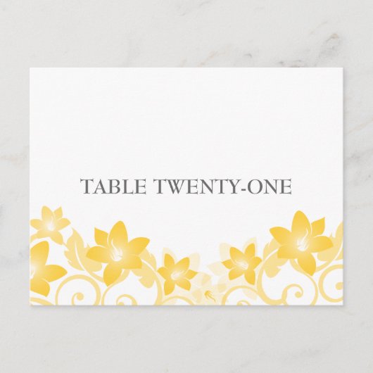 Carte postale Numéro simple de table florale jaune (Devant)