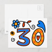 Carte Postale Numéro Trente caricature Anniversaire (Devant / Derrière)