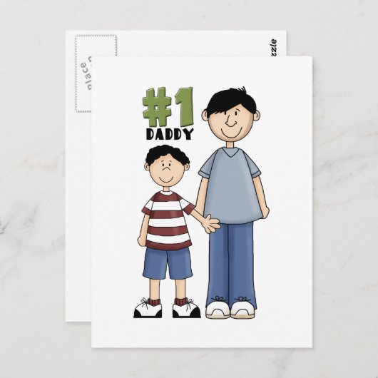 Carte Postale Numéro un, #1 Père père et garçon enfant (Devant / Derrière)