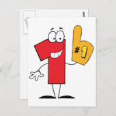 Carte Postale Numéro un caractère de dessin (Devant / Derrière)