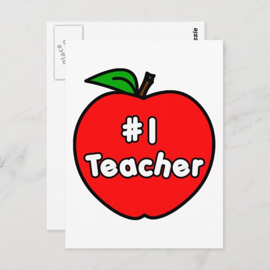 Carte Postale Numéro un enseignant Apple (Devant / Derrière)