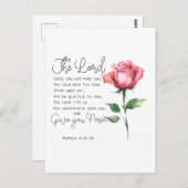 Carte Postale Numéros 6:24-26 Le Seigneur vous bénisse Fleur Ros (Devant / Derrière)