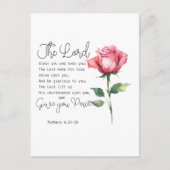 Carte Postale Numéros 6:24-26 Le Seigneur vous bénisse Fleur Ros (Devant)