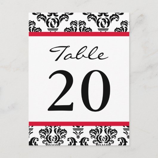 Carte Postale Numéros de tableau Damas (Noir / Rouge / Blanc) (Devant)