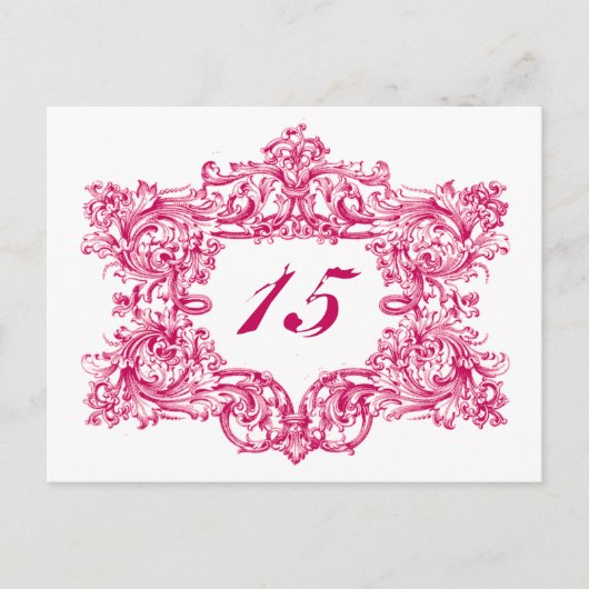 Carte Postale Numéros de tableau de cadre rose Orné (Devant)