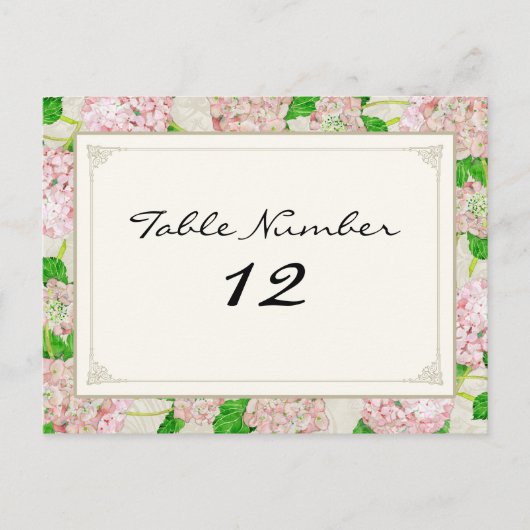 Carte Postale Numéros de tableau Dentelle rose Hydrangée Florale (Devant)