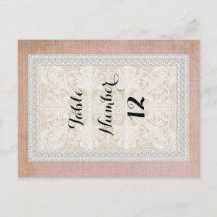 Carte Postale Numéros de tableau Dentelle rustique w Lin Vintage