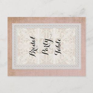 Carte Postale Numéros de tableau Dentelle rustique w Lin Vintage