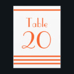 Carte Postale Numéros de tableau des rayures modernes (orange)<br><div class="desc">Numéros de table modernes (orange / blanc)... Ces numéros de table ludiques, modernes et sophistiqués sont l'ajout parfait à votre décor de réception de mariage. Le design est composé d'un ensemble de lignes épurées et modernes. Ils vous guideront aisément à la réception, à l'accueil, sur les tables de vos mariages....</div>