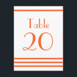 Carte Postale Numéros de tableau des rayures modernes (orange)<br><div class="desc">Numéros de table modernes (orange / blanc)... Ces numéros de table ludiques, modernes et sophistiqués sont l'ajout parfait à votre décor de réception de mariage. Le design est composé d'un ensemble de lignes épurées et modernes. Ils vous guideront aisément à la réception, à l'accueil, sur les tables de vos mariages....</div>