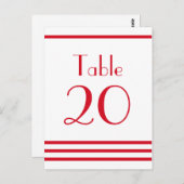 Carte Postale Numéros de tableau des rayures modernes (rouge) (Devant / Derrière)