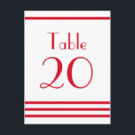 Carte Postale Numéros de tableau des rayures modernes (rouge)<br><div class="desc">Numéros de table modernes (rouge foncé / blanc)... Ces numéros de table amusants, modernes et sophistiqués sont le complément parfait à votre décor de réception de mariage. Le design est composé d'un ensemble de lignes épurées et modernes. Ils vous guideront aisément à la réception, à l'accueil, sur les tables de...</div>