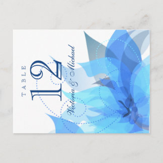 Carte Postale Numéros de tableau - Floral Abstrait - Bleu & Blan