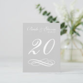 Carte Postale Numéros de tableau florissant de script (argent / (Debout devant)