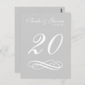 Carte Postale Numéros de tableau florissant de script (argent / (Devant / Derrière)