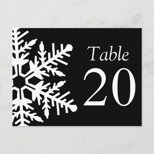 Carte Postale Numéros de tableau Jumbo Snowflake (noir / blanc) (Devant)
