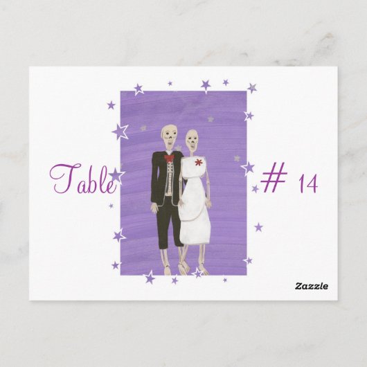 Carte Postale Numéros de tableau, Mariage d'Halloween squelette (Dos)