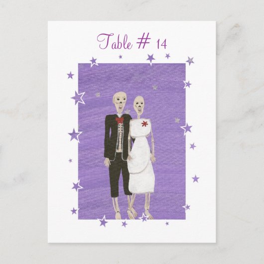 Carte Postale Numéros de tableau, Mariage d'Halloween squelette (Devant)