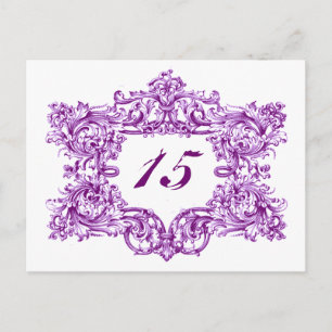 Carte Postale Numéros de tableau Vintage de trame violet Ornate
