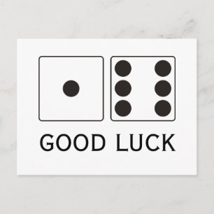 Carte Postale Numéros DICE pips 1 + 6 + votre texte
