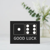 Carte Postale Numéros DICE pips blanc 1 + 6 + votre texte (Debout devant)