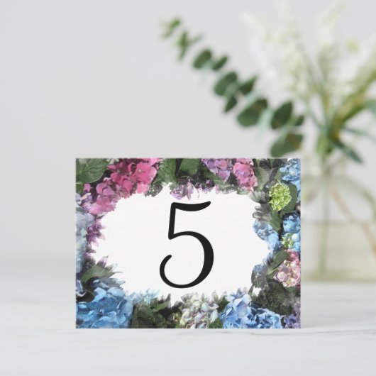 Carte Postale Numéros du tableau de cadres de fleurs d'Hydrangea (Debout devant)