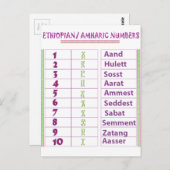 Carte Postale Numéros éthiopien/amharique (Devant / Derrière)