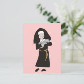 Carte Postale Nun tenant des cadeaux de chats gris (Debout devant)