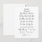 Carte Postale Nuptiale - Feuille d'échantillonnage de police Zaz (Devant / Derrière)