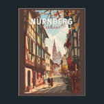 Carte Postale Nuremberg Allemagne Travel Art Vintage<br><div class="desc">Conception de déplacement vectoriel rétro Nuremberg. Impressionnant,  excitant,  coloré,  puissant et tragique : Nuremberg a reflété l'histoire allemande depuis le Moyen Age.</div>