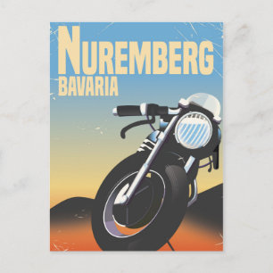 Carte Postale Nuremberg, Bavière affiche de voyage moto vintage