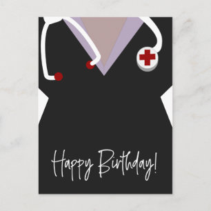 Carte Postale Nurse Doctor Vet Character Uniforme Anniversaire