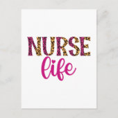 Carte Postale Nurse Life - Rose et Empreinte de léopard (Devant)