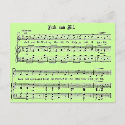 Carte Postale Nursery Rhyme Jack and Jill Postcard (Devant)