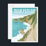 Carte Postale Nusa Penida Bali Indonésie Vintage voyage<br><div class="desc">Nusa Penida Bali Indonésie Art Vintage lieu de voyage illustration</div>