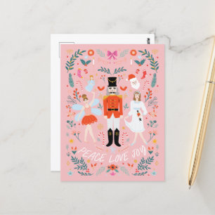 Carte Postale Nutcracker Peach Peace Love Christmas Postcard