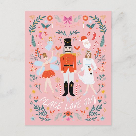 Carte Postale Nutcracker Peach Peace Love Christmas Postcard (Devant)