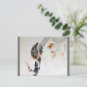 Carte Postale Nuthatch Escalade Down a Tree, Watanabe Seitei (Debout devant)